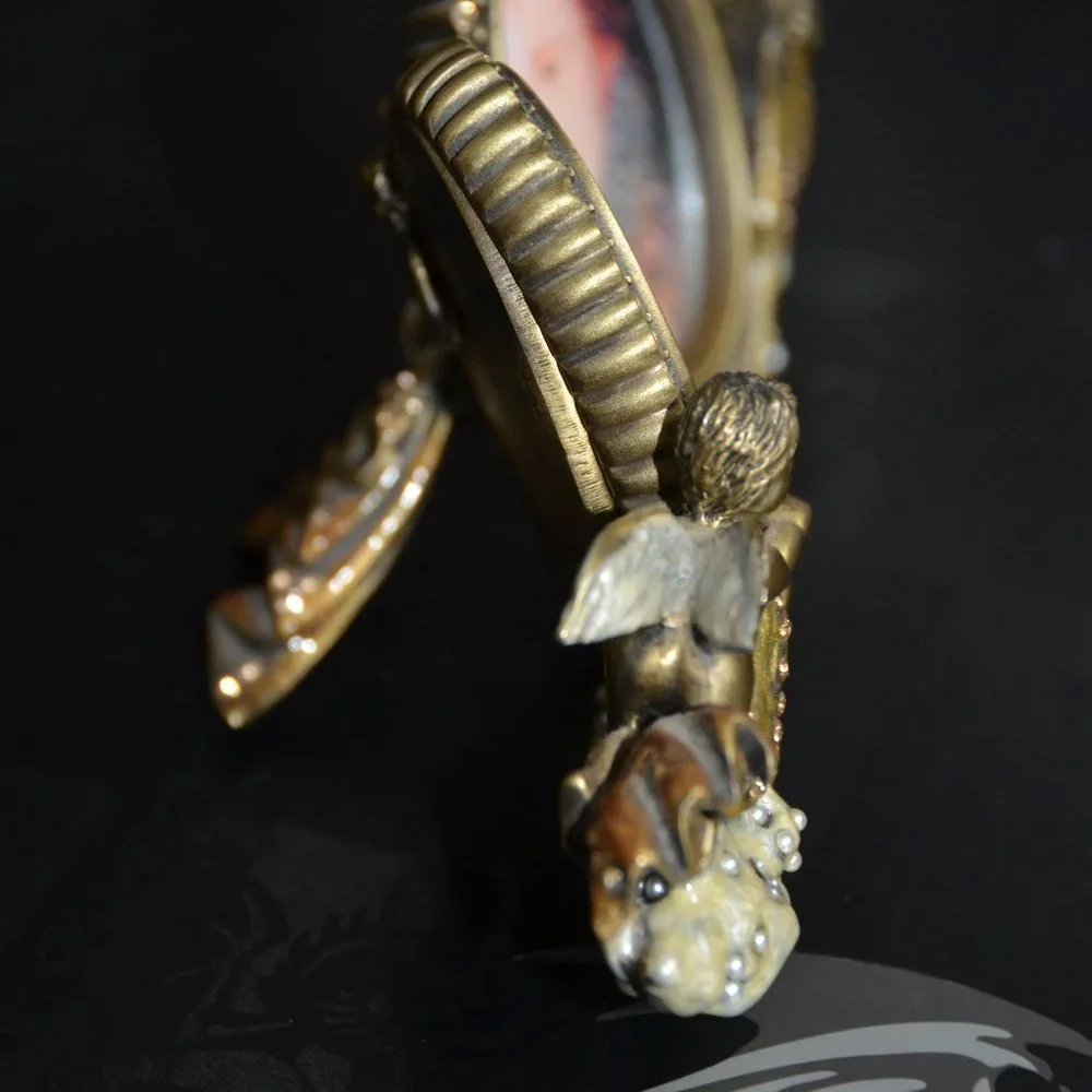 RARE JAY STRONGWATER ART DECO HOLIDAY ANGEL CHERUB CRYSTAL ENAMEL DOUBLE FRAME